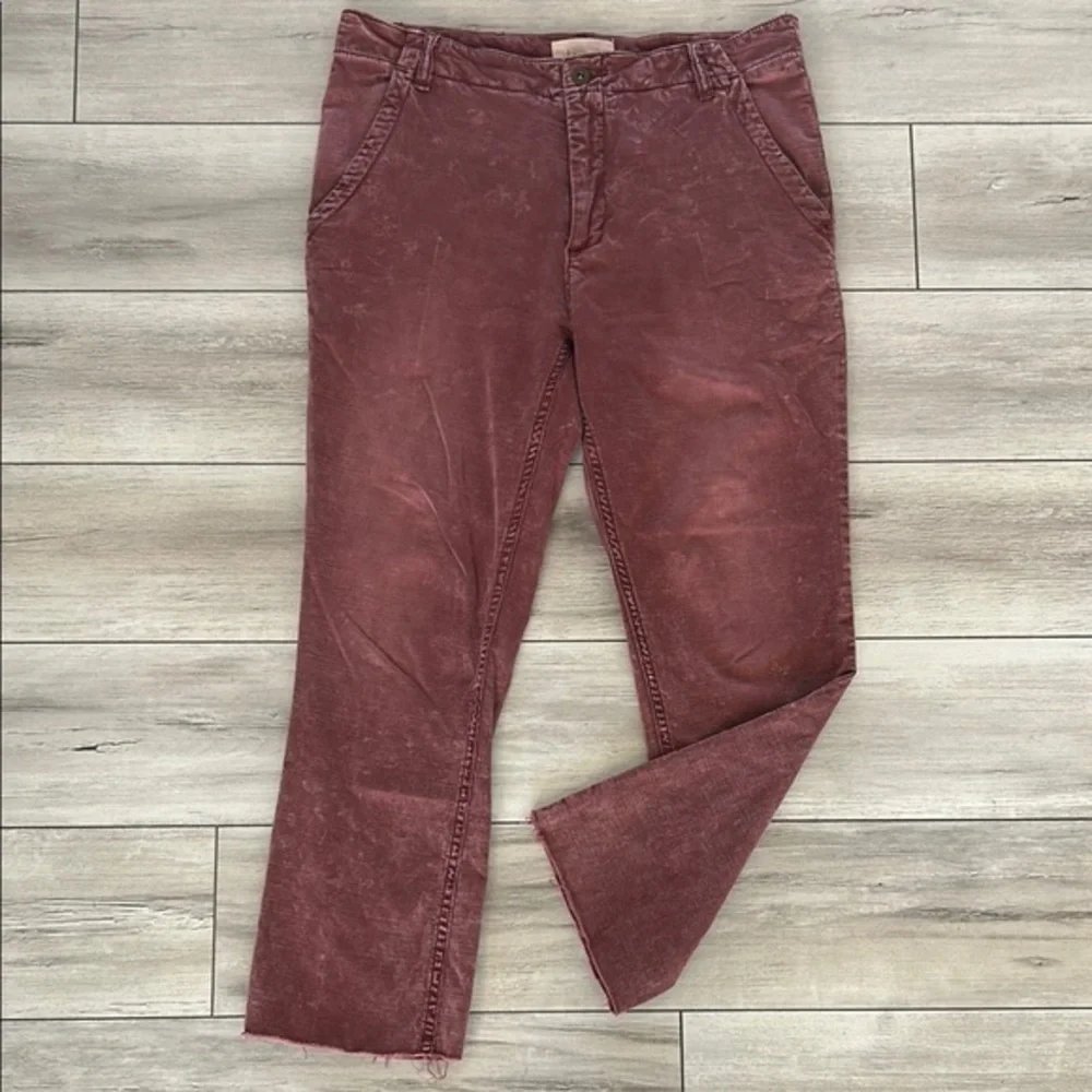 By Anthropologie size 6 raw hem baggy pants in mauve color